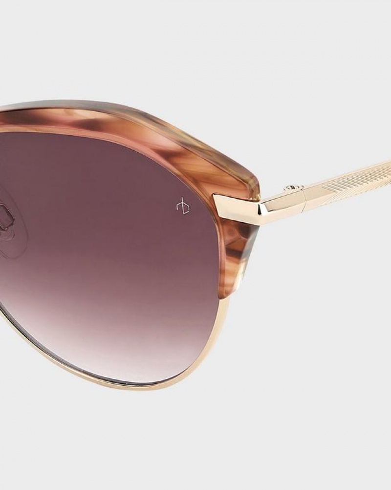 Women's Rag & Bone Josie Oval Sunglasses Burgundy | 920QMCGKF