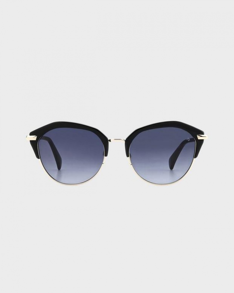 Women's Rag & Bone Josie Oval Sunglasses Black | 458VWLRKA