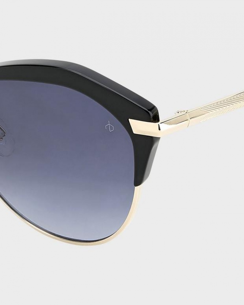 Women's Rag & Bone Josie Oval Sunglasses Black | 458VWLRKA