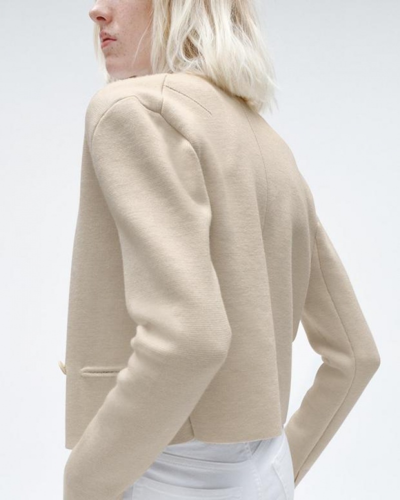 Women's Rag & Bone Joy Merino Wool Classic Fit Sweaters White | 283UTFIMK