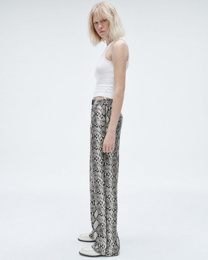 Women's Rag & Bone Lacey Printed Silk Relaxed Fit Pants Snake | 640LMVAGC