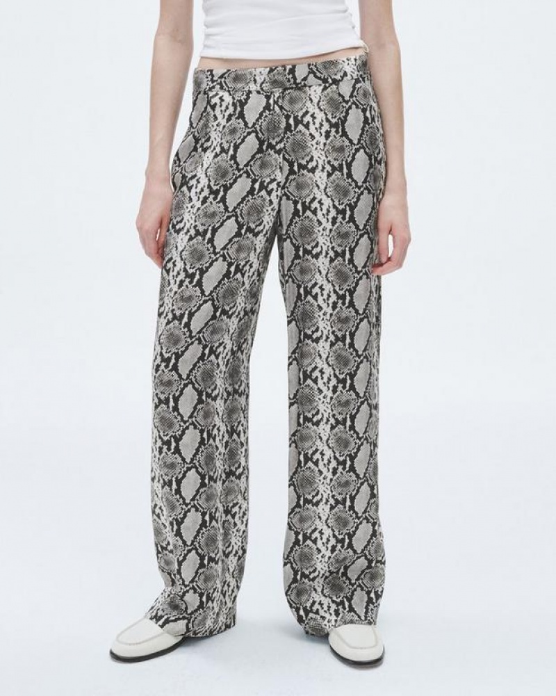 Women's Rag & Bone Lacey Printed Silk Relaxed Fit Pants Snake | 640LMVAGC