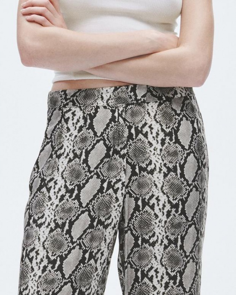 Women's Rag & Bone Lacey Printed Silk Relaxed Fit Pants Snake | 640LMVAGC