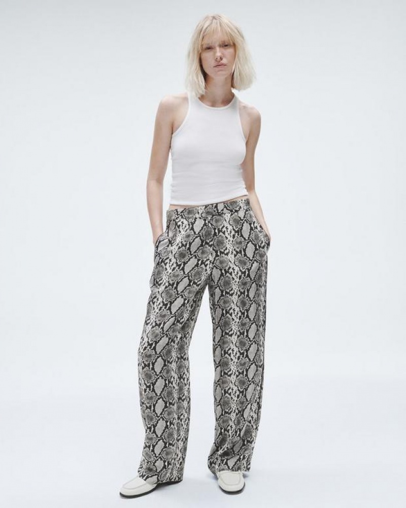 Women\'s Rag & Bone Lacey Printed Silk Relaxed Fit Pants Snake | 640LMVAGC