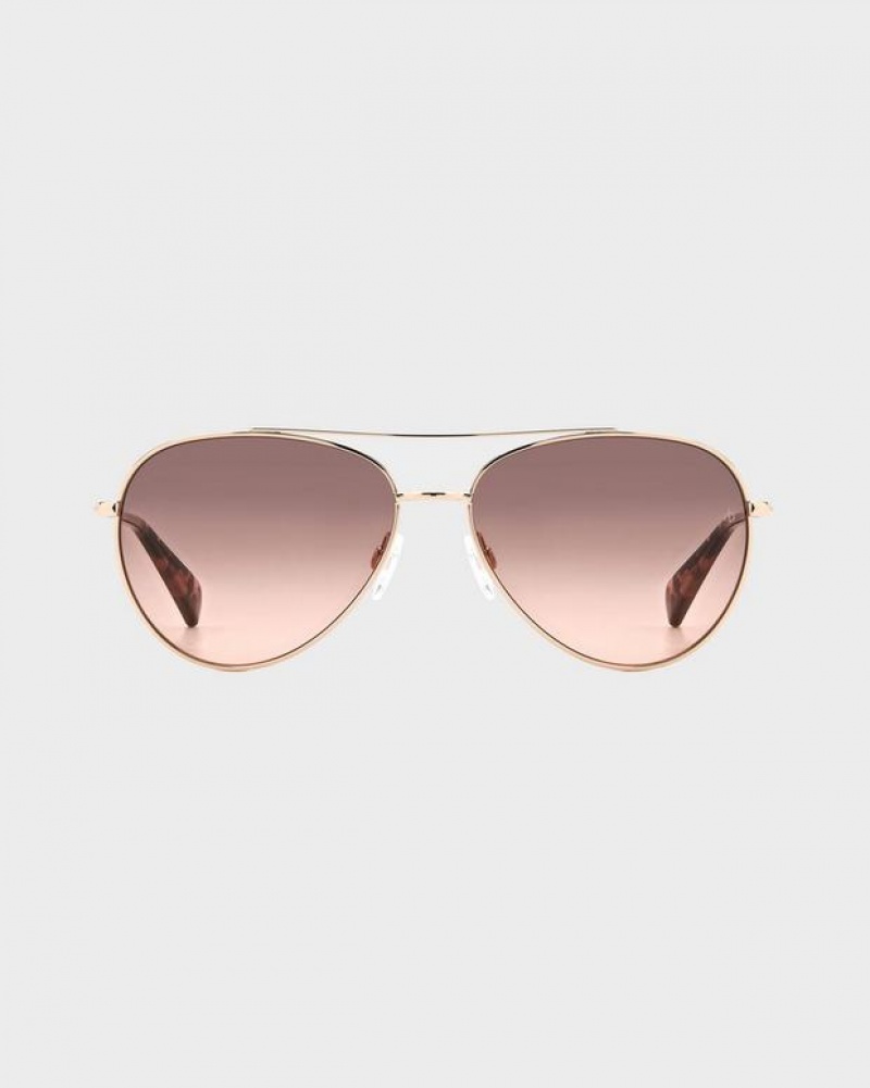 Women's Rag & Bone Leslie Aviator Sunglasses Red Gold | 897VTCXDK