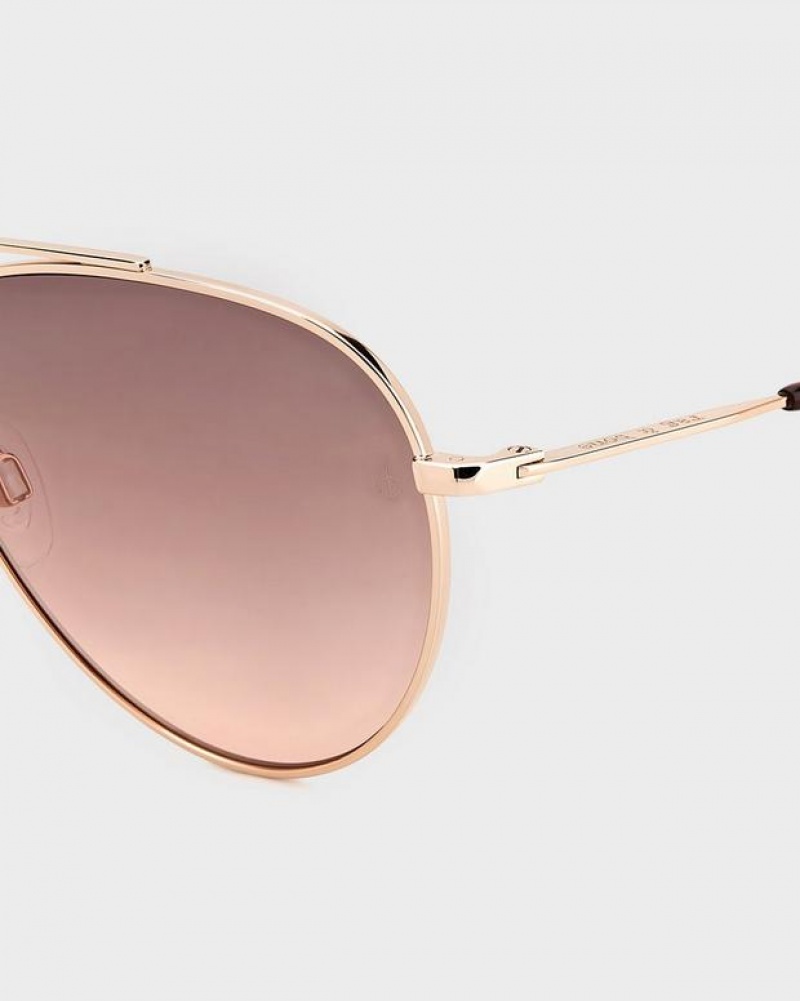 Women's Rag & Bone Leslie Aviator Sunglasses Red Gold | 897VTCXDK