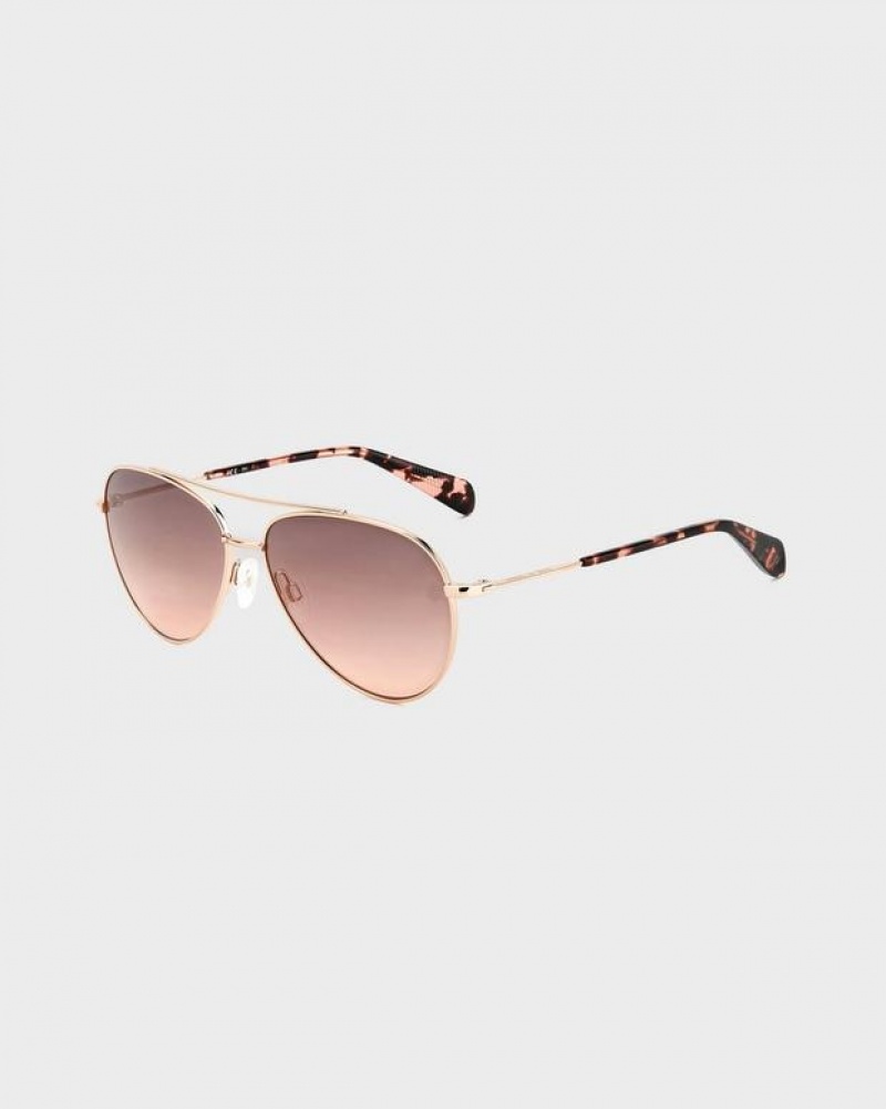 Women\'s Rag & Bone Leslie Aviator Sunglasses Red Gold | 897VTCXDK