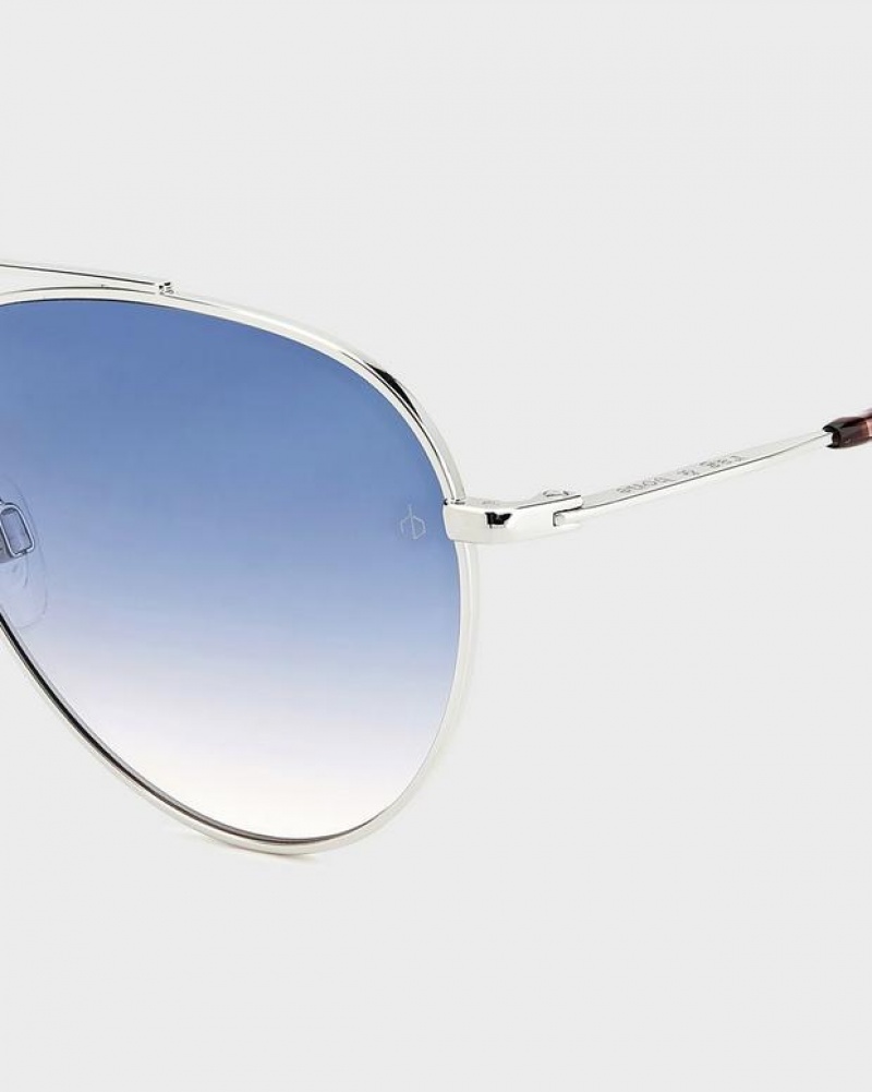 Women's Rag & Bone Leslie Aviator Sunglasses Palladium | 614AIEWVS