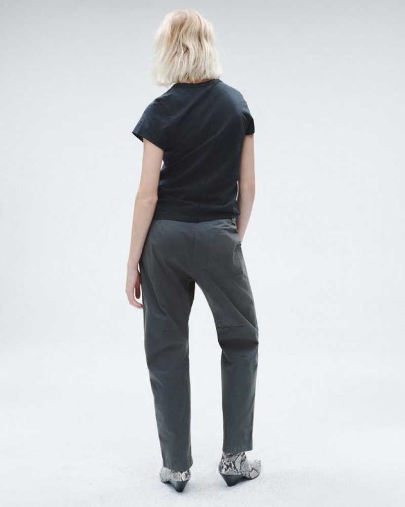 Women's Rag & Bone Leyton Cotton Relaxed Fit Pants Dark Grey | 684GDVCUQ