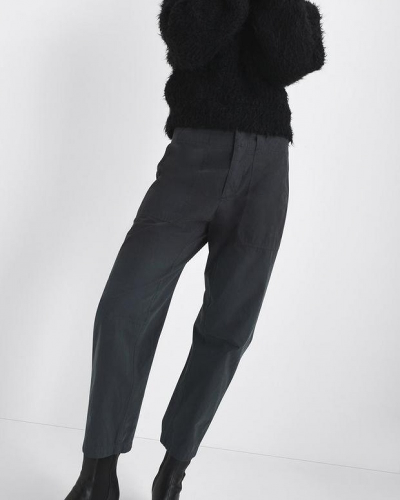 Women's Rag & Bone Leyton Workwear Cotton Relaxed Fit Pants Black | 402HGFJOW