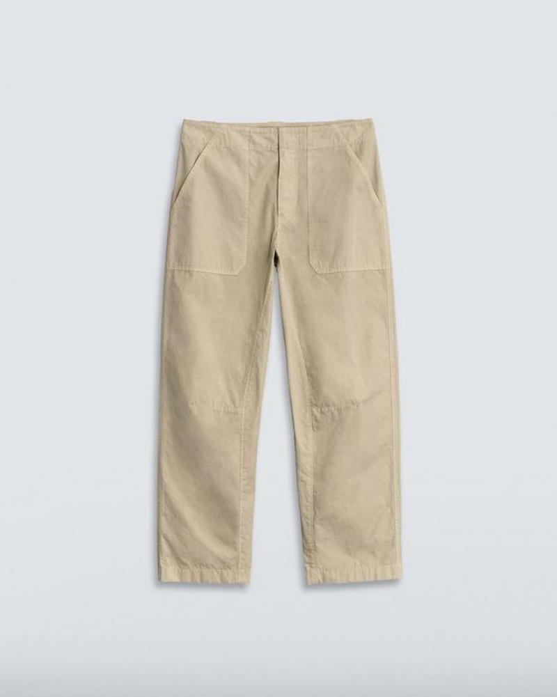 Women's Rag & Bone Leyton Workwear Cotton Relaxed Fit Pants Khaki | 016ENUTDJ