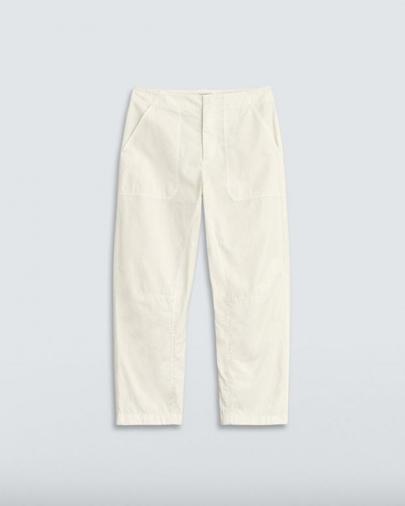 Women's Rag & Bone Leyton Workwear Cotton Relaxed Fit Pants White | 074CHELIS