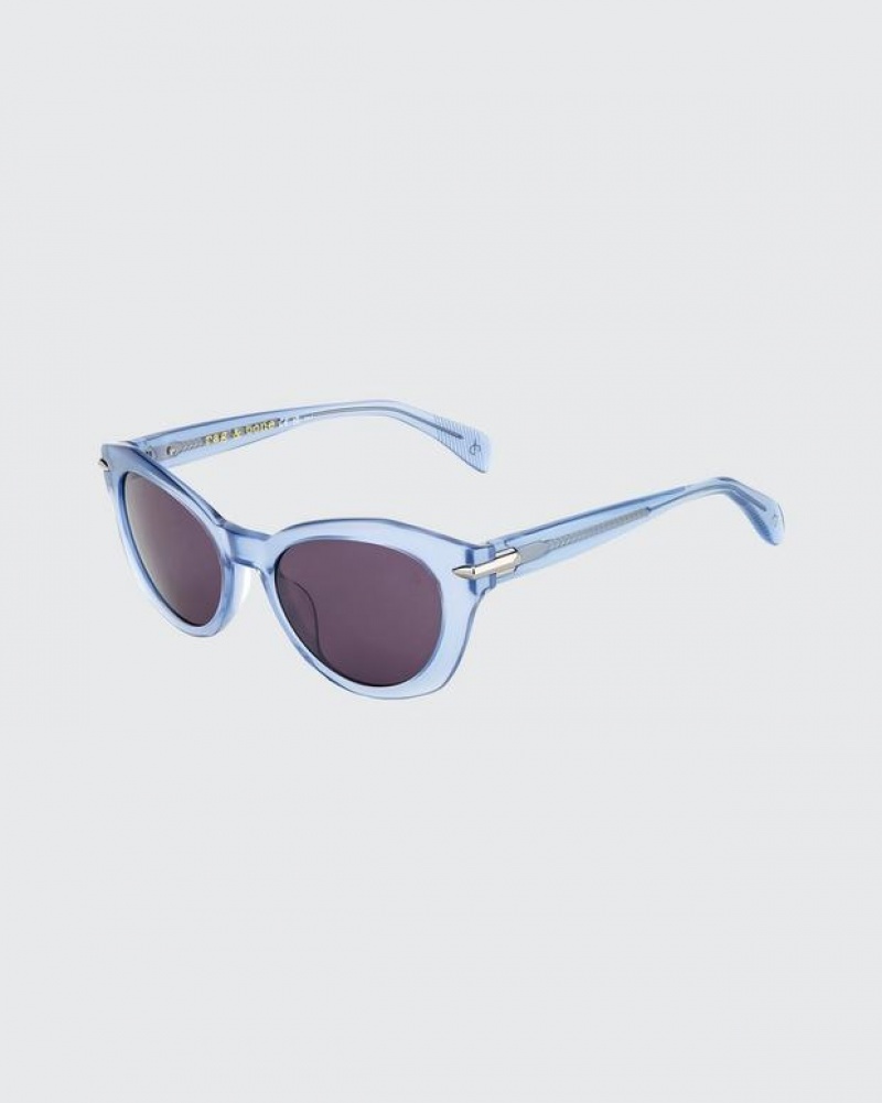 Women\'s Rag & Bone Lily Square Sunglasses Blue | 912QSTVGN