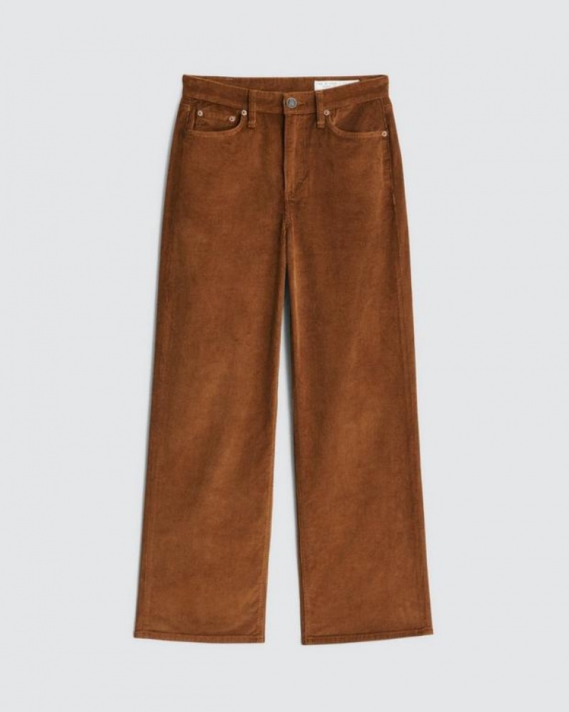 Women's Rag & Bone Logan Corduroy Wide-Leg Mid-Rise Vintage Stretch Pants Gold | 692FSPVUN