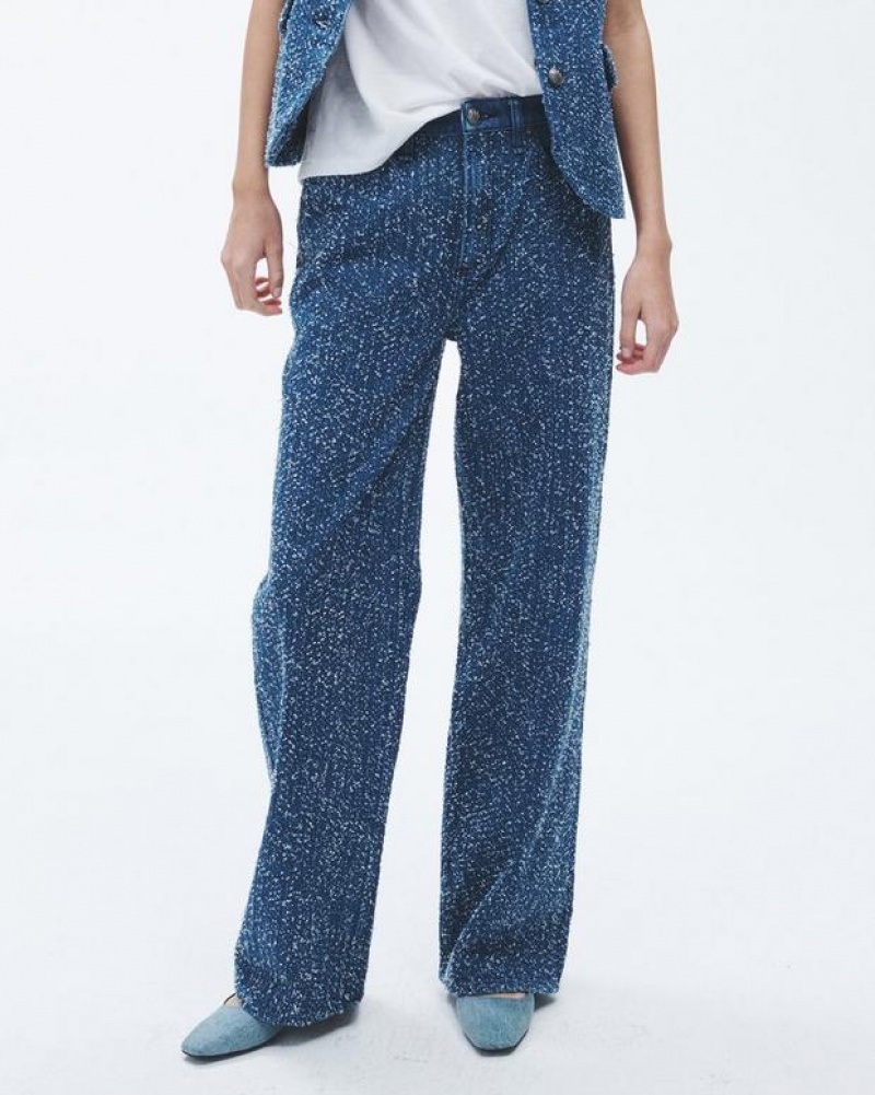 Women's Rag & Bone Logan Wide-Leg Mid-Rise Lightweight Rigid Jeans Midtweed | 375GHXYTI