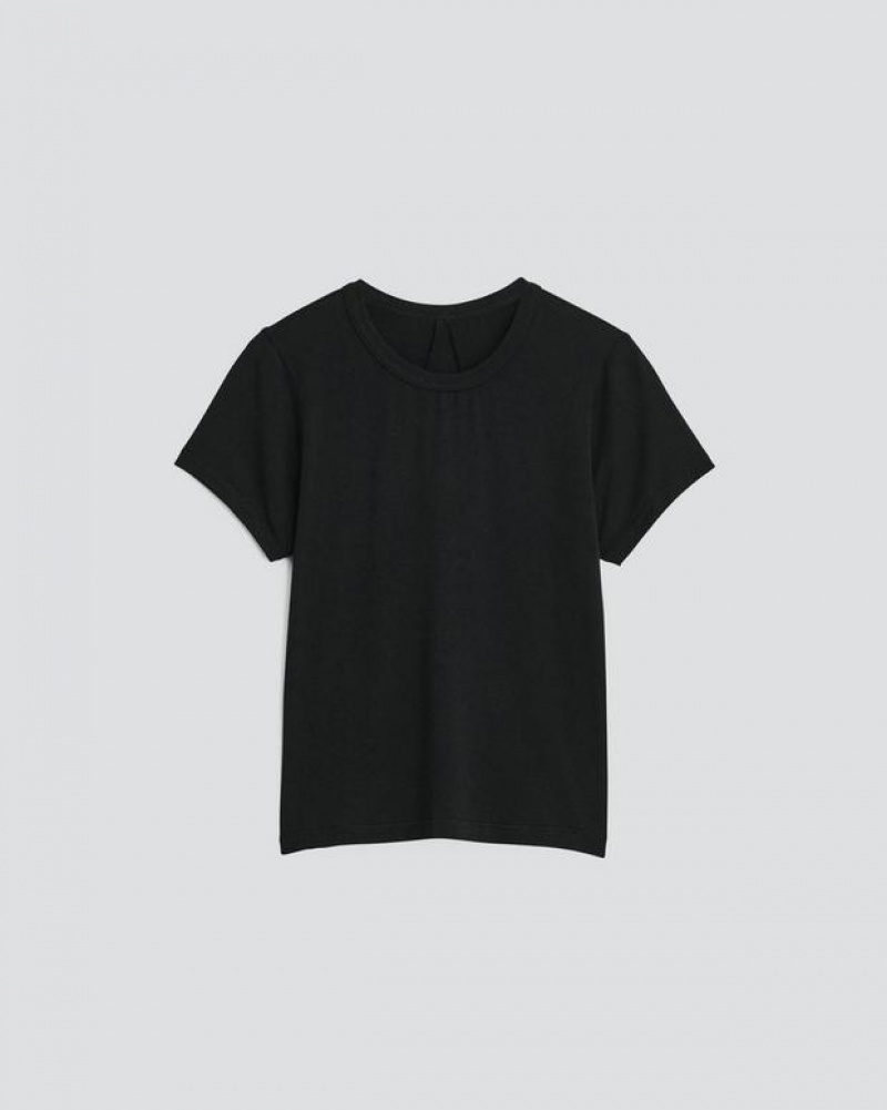 Women's Rag & Bone Luca Sleeve Baby Tee Modal T-Shirt Black | 146PARHON