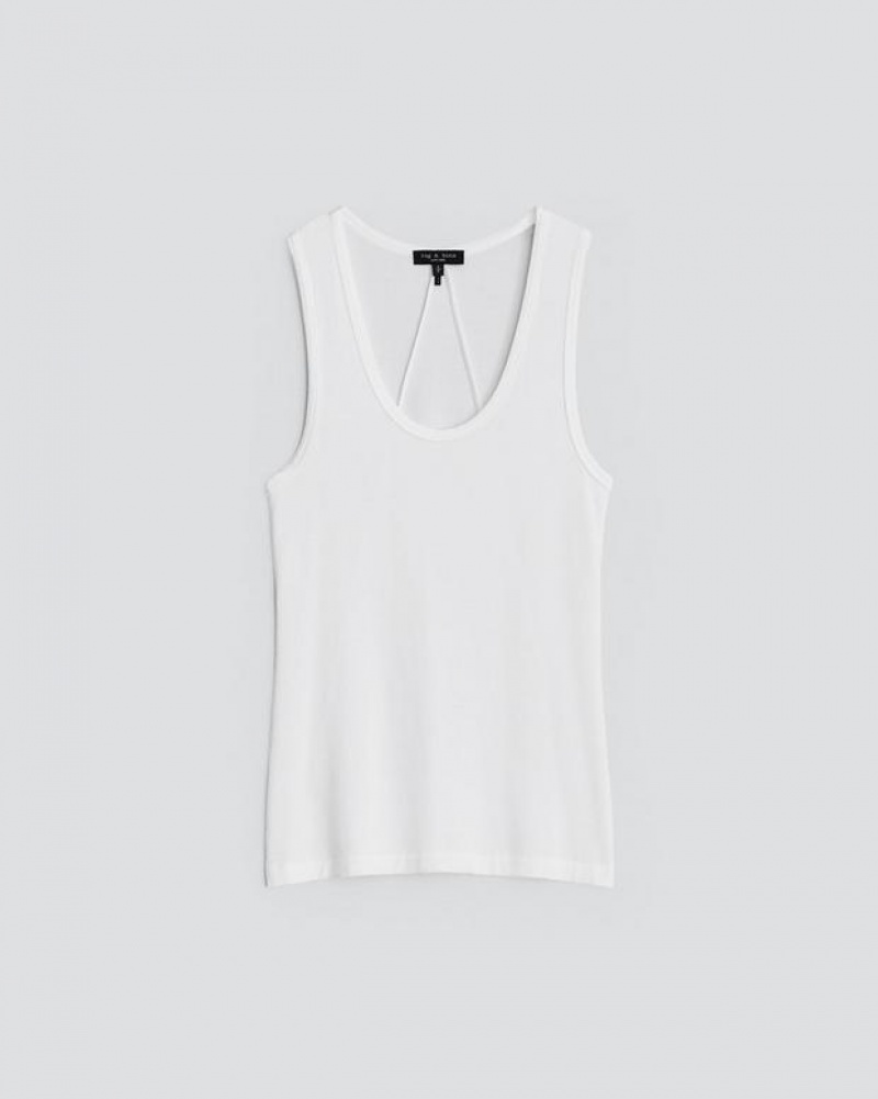 Women's Rag & Bone Luca Tank Modal T-Shirt White | 173MTIYVU