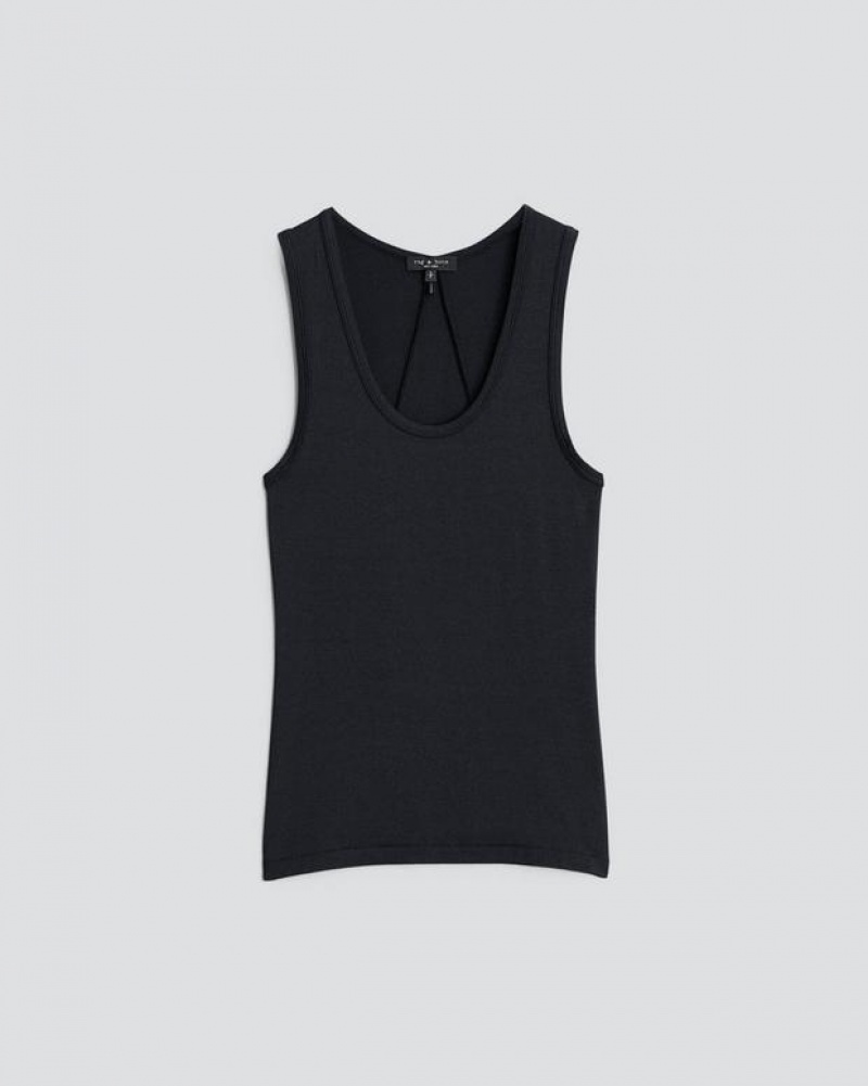 Women's Rag & Bone Luca Tank Modal T-Shirt Black | 203CWRZMK