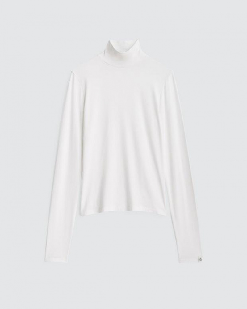 Women's Rag & Bone Luca Turtleneck Modal T-Shirt White | 526HBFZDU