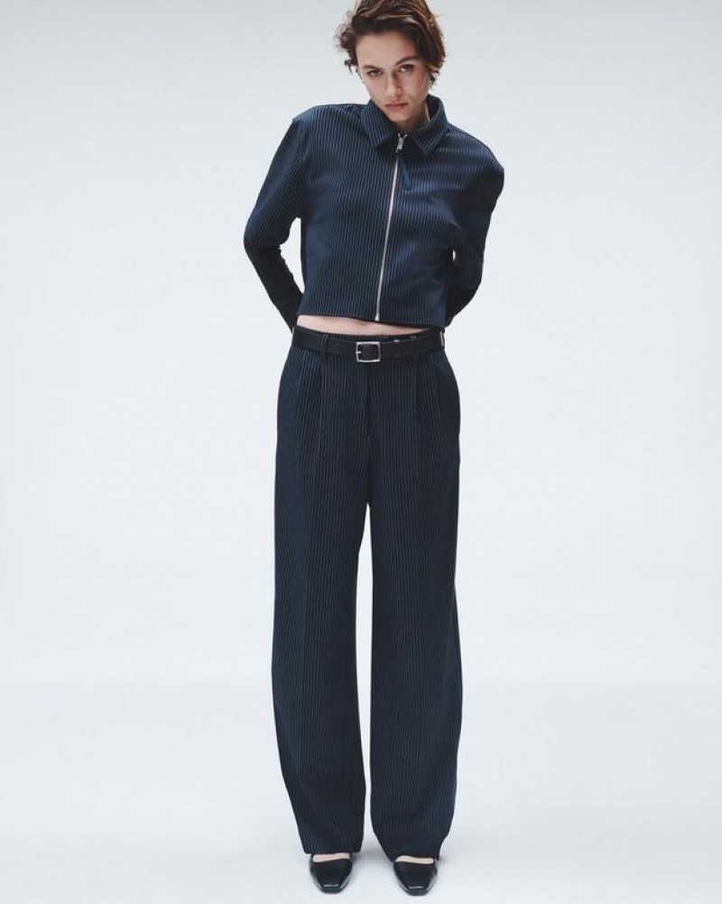 Women's Rag & Bone Marianne Ponte Relaxed Fit Pants Navy Stripes | 530GUQNTI