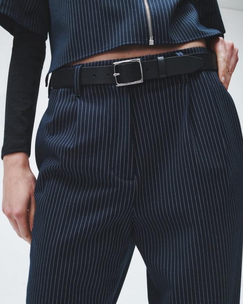 Women's Rag & Bone Marianne Ponte Relaxed Fit Pants Navy Stripes | 530GUQNTI