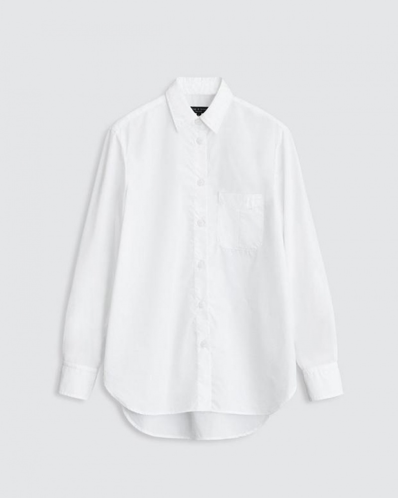 Women's Rag & Bone Maxine Cotton Poplin Classic Fit Button Down Tops White | 516ZVEUYJ