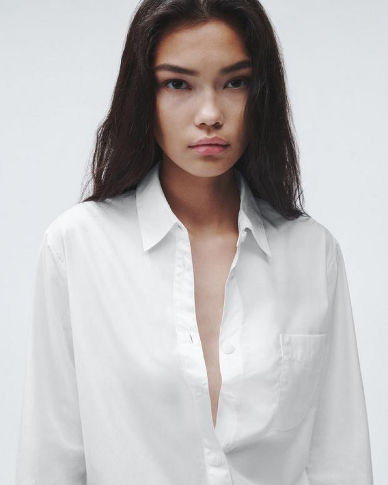 Women's Rag & Bone Maxine Cotton Poplin Classic Fit Button Down Tops White | 516ZVEUYJ