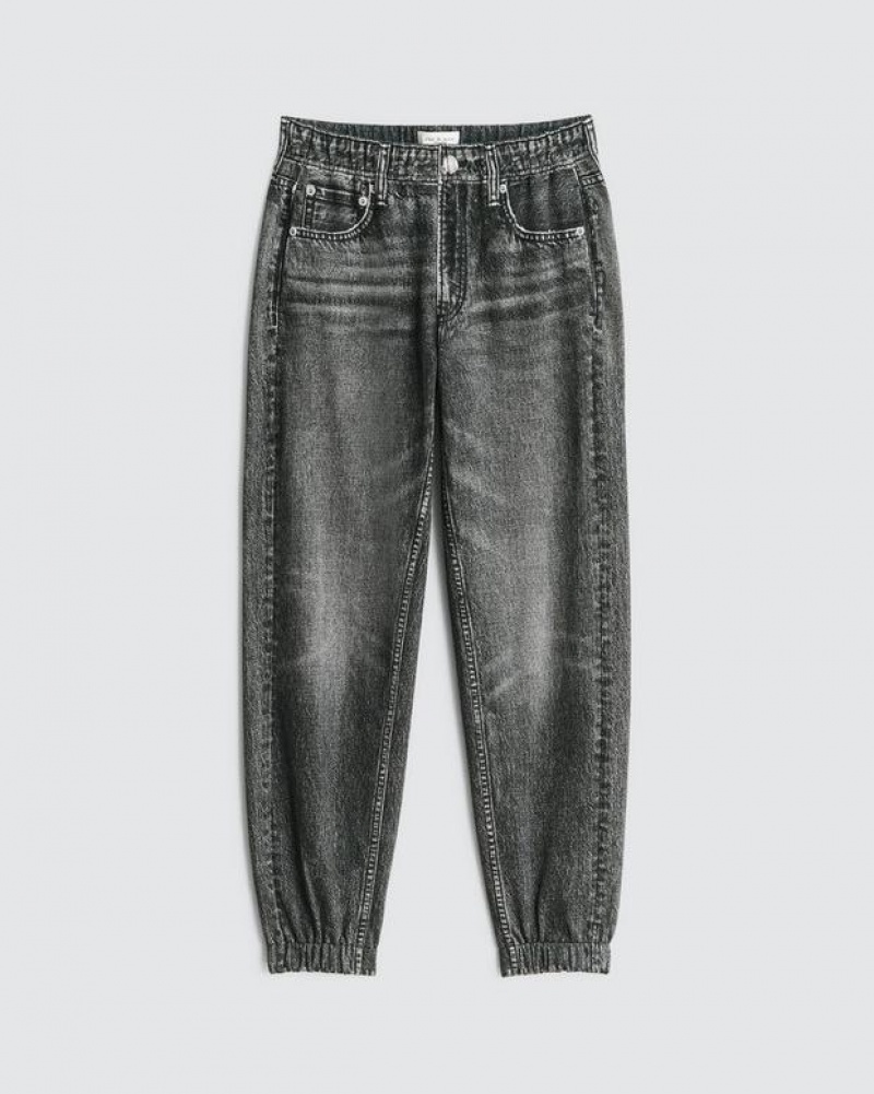 Women's Rag & Bone Miramar Jogger Trompe L'oeil Cotton Pants Black | 861QADCNF