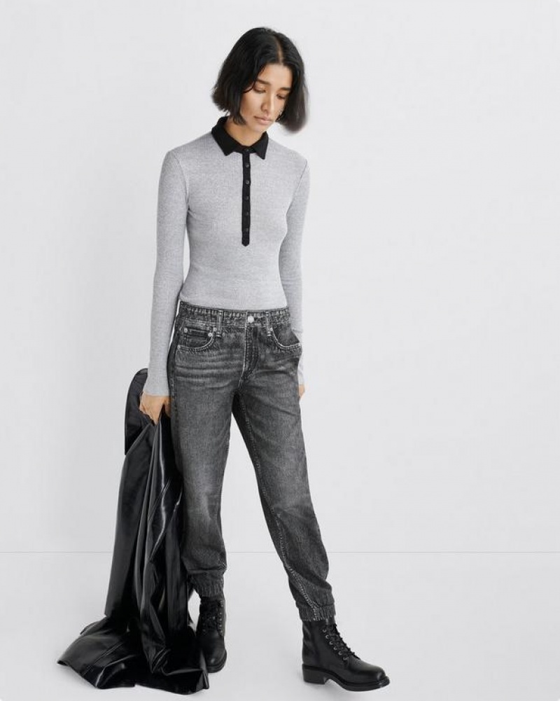 Women's Rag & Bone Miramar Jogger Trompe L'oeil Cotton Pants Black | 861QADCNF