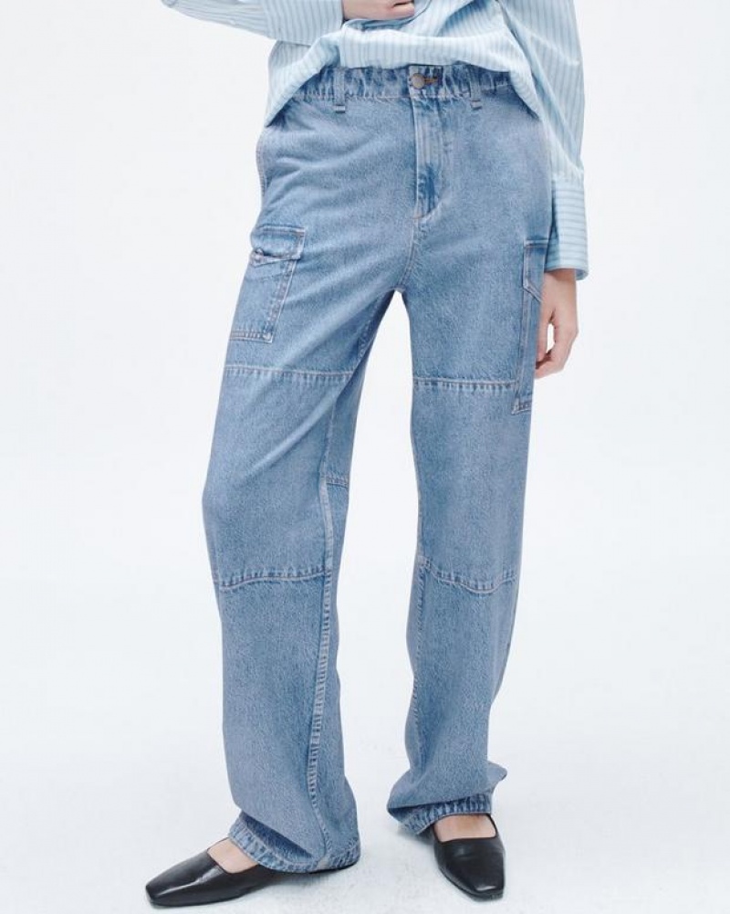 Women's Rag & Bone Miramar Nora Cargo Trompe L'oeil Cotton Jeans Celeste | 831QKZTRA