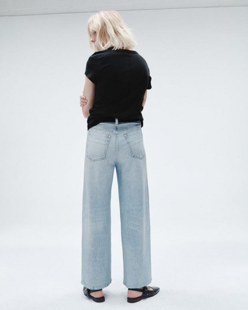 Women's Rag & Bone Miramar Sofie Ankle Wide-Leg Trompe L'oeil Cotton Jeans Meadowblue | 820COUIQK