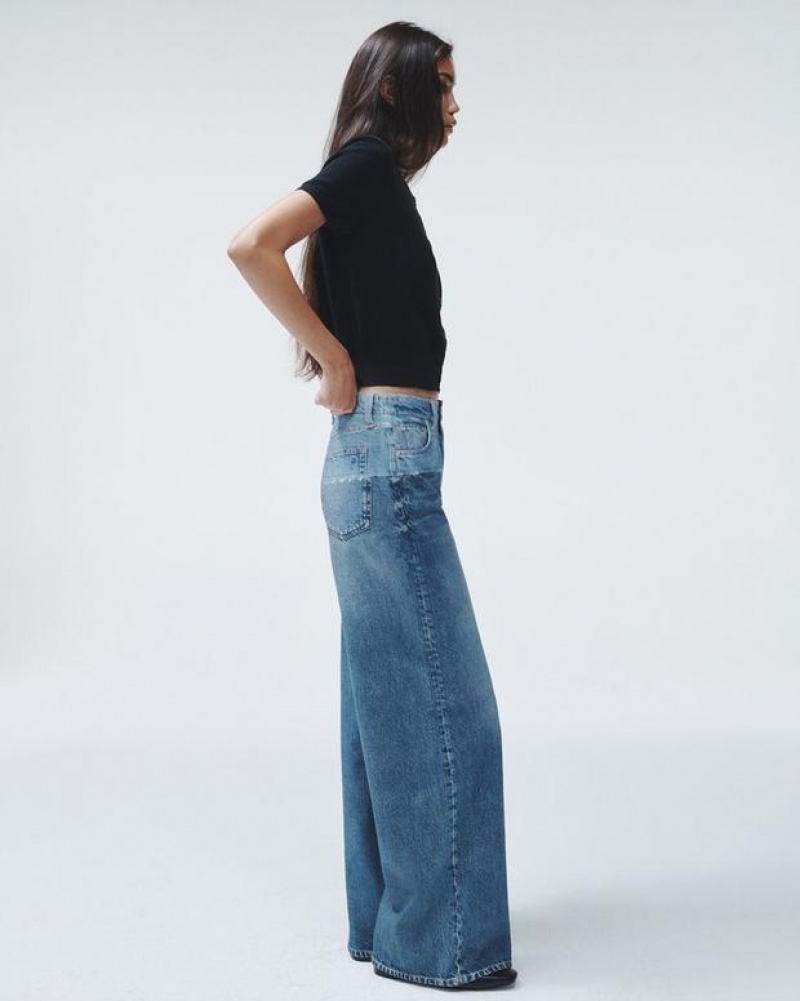 Women's Rag & Bone Miramar Sofie Full Length Wide-Leg Trompe L'oeil Cotton Jeans Antonia | 510AMYHOZ