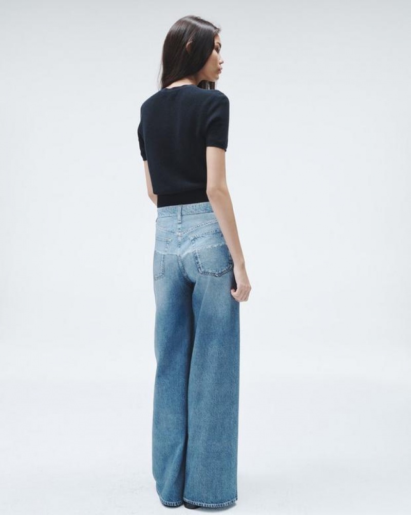 Women's Rag & Bone Miramar Sofie Full Length Wide-Leg Trompe L'oeil Cotton Jeans Antonia | 510AMYHOZ