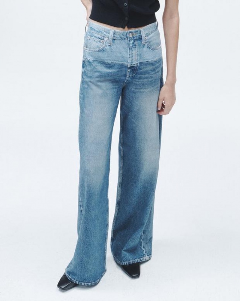 Women's Rag & Bone Miramar Sofie Full Length Wide-Leg Trompe L'oeil Cotton Jeans Antonia | 510AMYHOZ