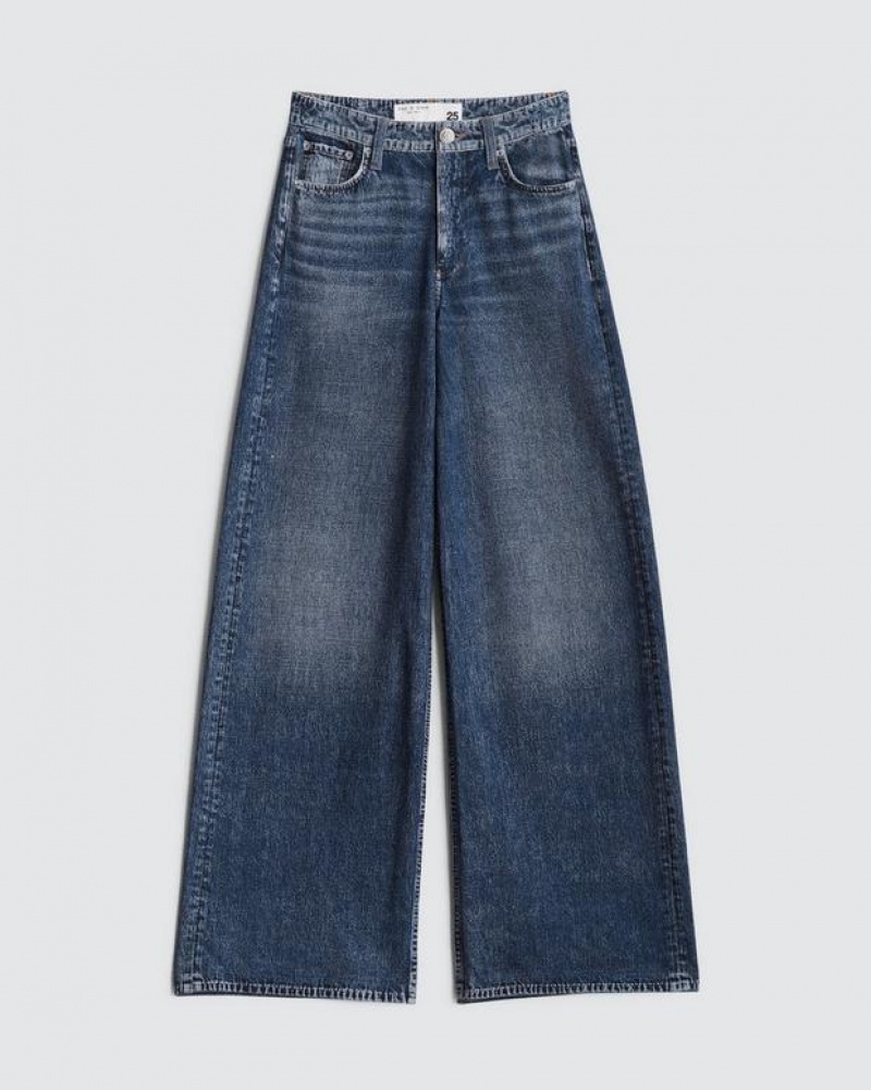 Women's Rag & Bone Miramar Sofie Full Length Wide-Leg Trompe L'oeil Cotton Jeans Kimber | 064XYBHJG