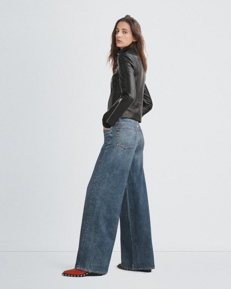 Women's Rag & Bone Miramar Sofie Full Length Wide-Leg Trompe L'oeil Cotton Jeans Kimber | 064XYBHJG