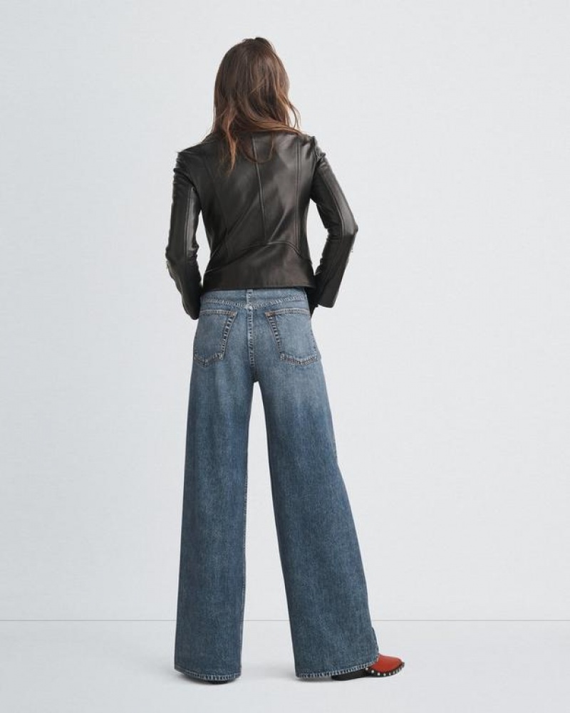 Women's Rag & Bone Miramar Sofie Full Length Wide-Leg Trompe L'oeil Cotton Jeans Kimber | 064XYBHJG