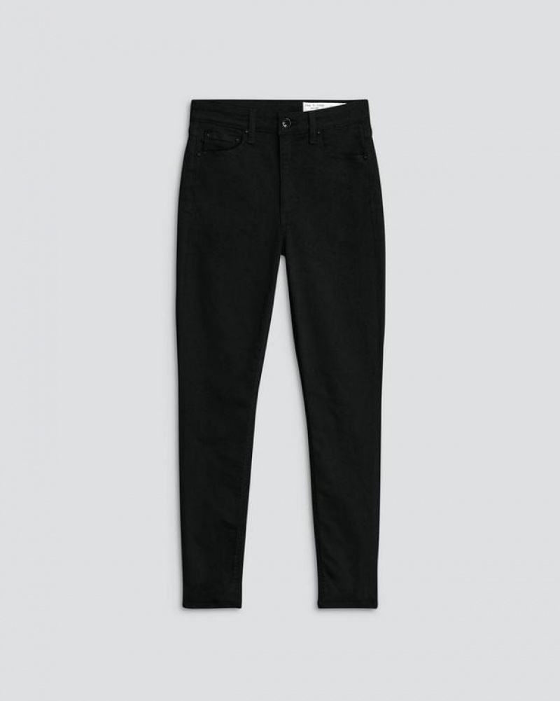 Women's Rag & Bone Nina Skinny High-Rise Stretch Jeans Black | 624KSUNHW