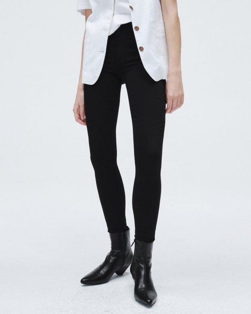 Women's Rag & Bone Nina Skinny High-Rise Stretch Jeans Black | 624KSUNHW