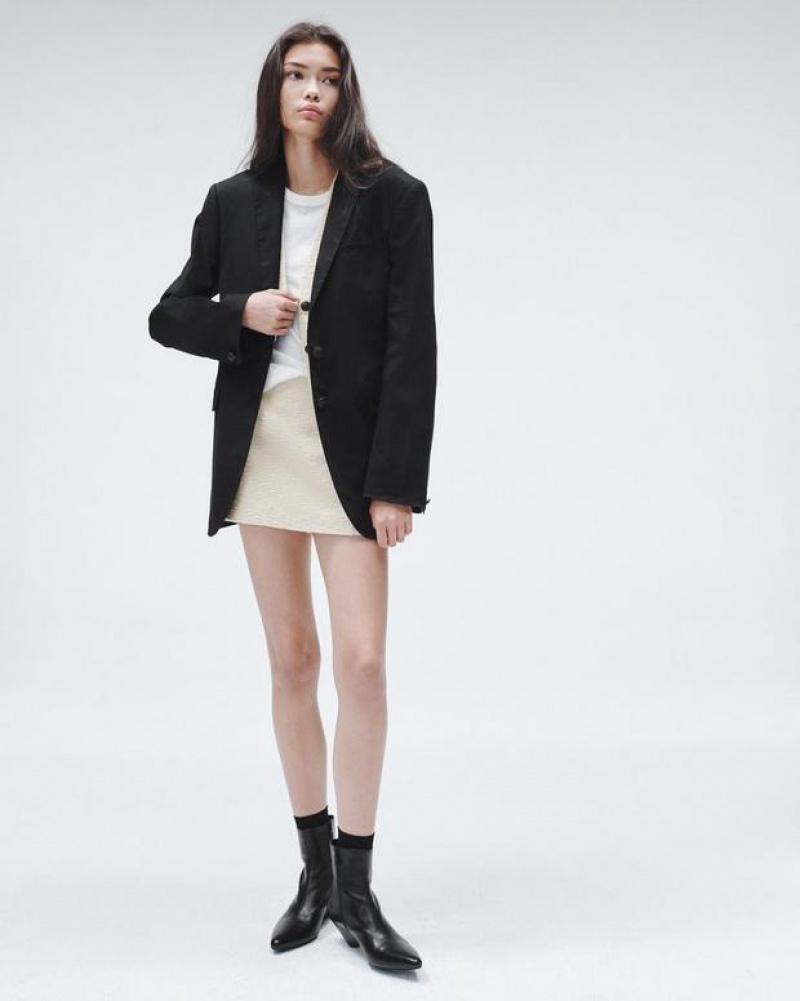 Women's Rag & Bone Odessa Linen Relaxed Fit Blazers Black | 730RXDZTA