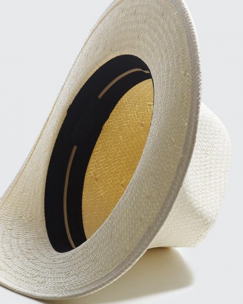 Women's Rag & Bone Packable Fedora Straw Hats White | 958NBLTSD