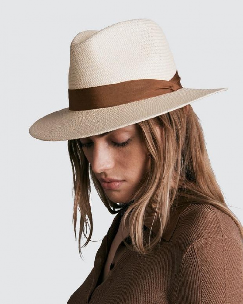 Women's Rag & Bone Panama Straw Hats Beige | 531YPOTIC