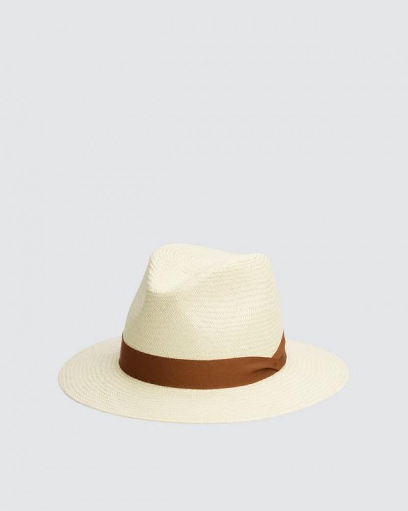 Women\'s Rag & Bone Panama Straw Hats Beige | 531YPOTIC