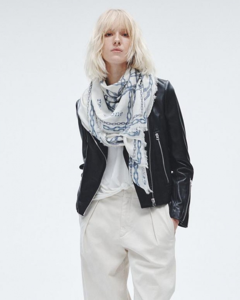 Women's Rag & Bone Pea Chain Cashmere Lightweight Scarf White | 120VBSLGT