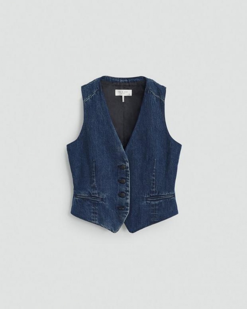 Women's Rag & Bone Priya Denim Slim Fit Vest Ari | 694ZRFQOU