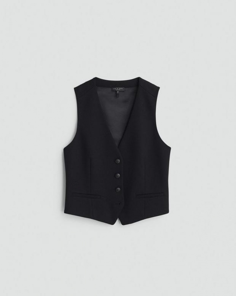 Women's Rag & Bone Priya Ponte Tailored Fit Vest Black | 584JTEPYC