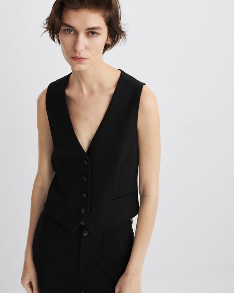 Women's Rag & Bone Priya Ponte Tailored Fit Vest Black | 584JTEPYC