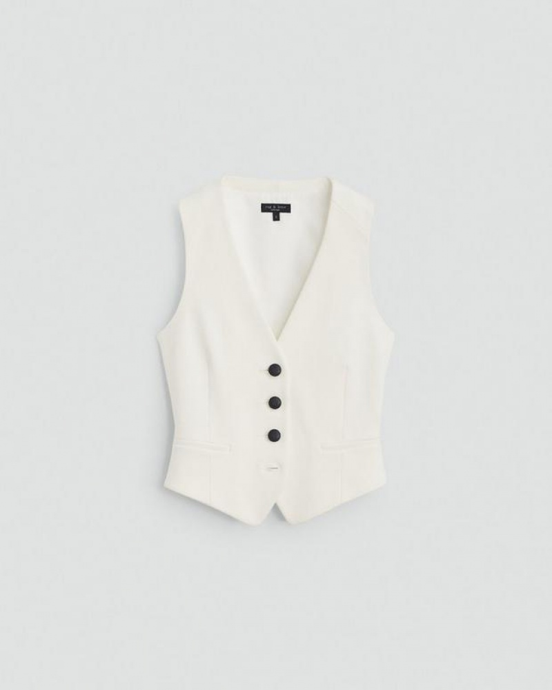 Women's Rag & Bone Priya Ponte Tailored Fit Vest White | 703FXGJTA