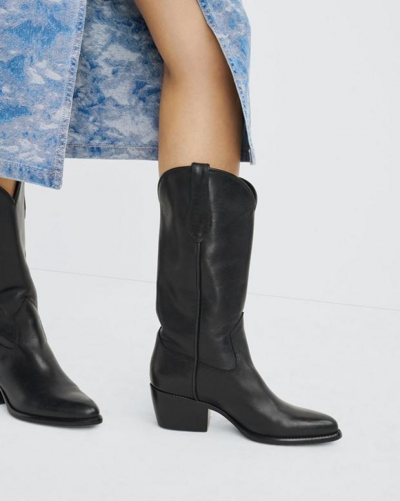 Women's Rag & Bone Rb Cowboy - Leather Heeled Boots Black | 412AWORIQ