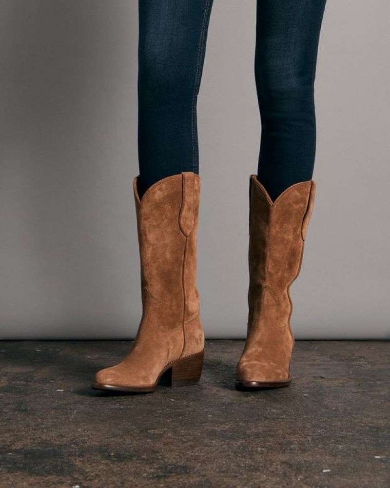 Women's Rag & Bone Rb Cowboy - Suede Heeled Boots Sabbia Suede | 849JGULKS